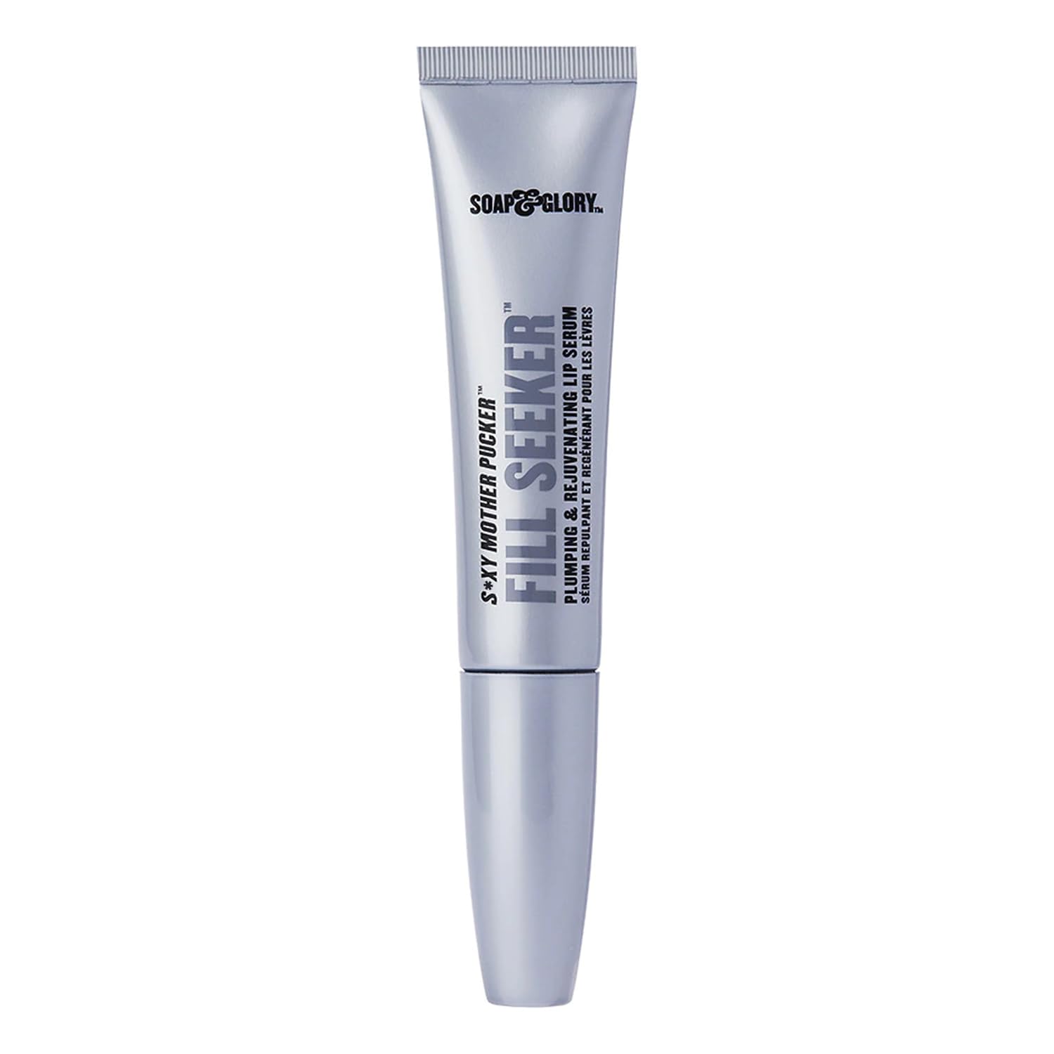 Soap & Glory Sexy Mother Pucker Fill Seeker plumping and rejuvenating lip serum in a silver squeeze tube