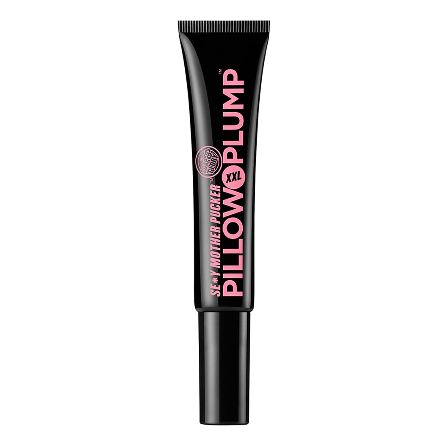 Soap & Glory Sexy Mother Pucker Pillow Plump XXL lip gloss in a glossy black tube with pink lettering